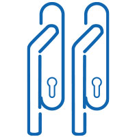 Pair sliding-door handle with cylinder hole