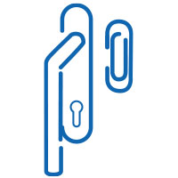 Sliding-door handle with cylinder hole