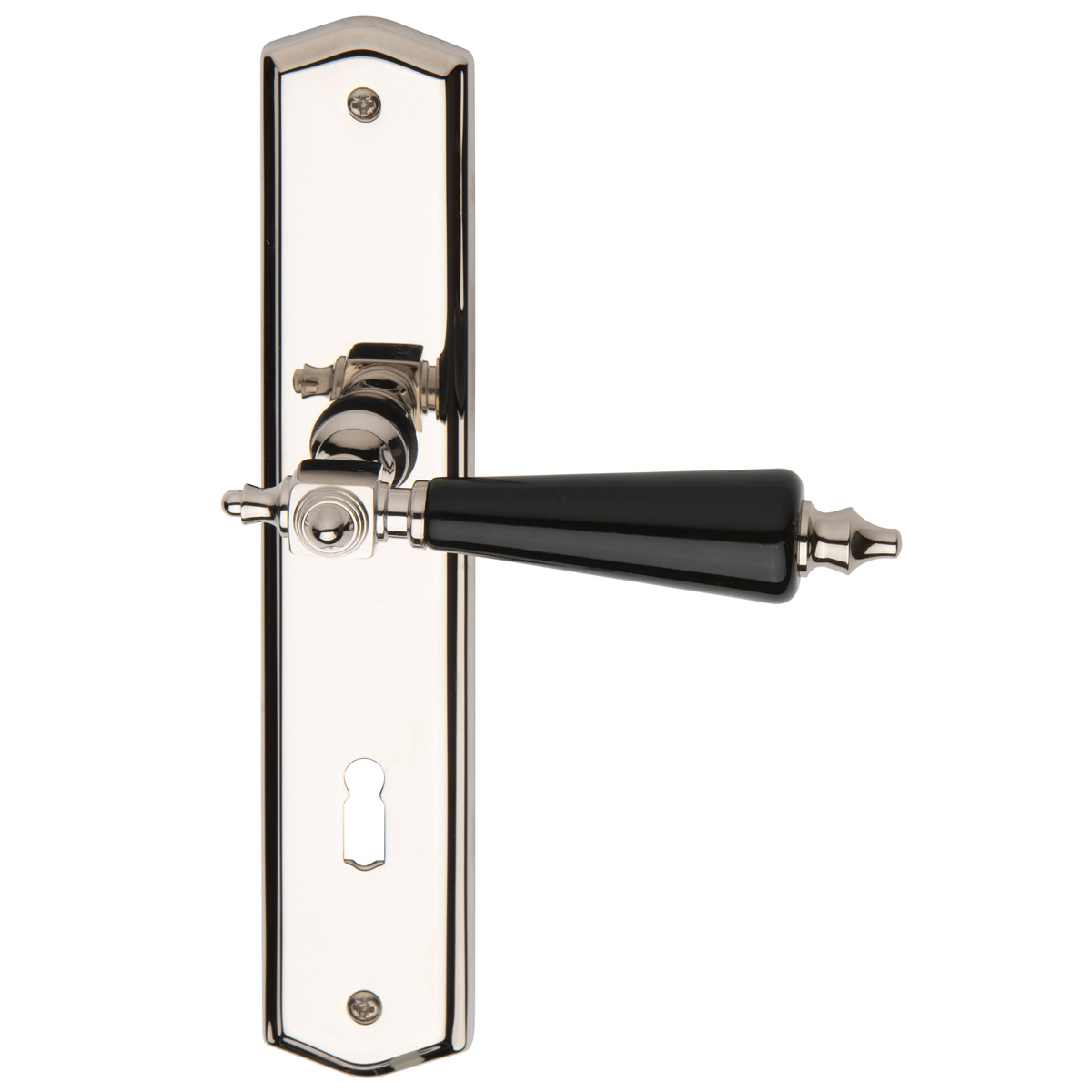 Polished nickel / black porcelain