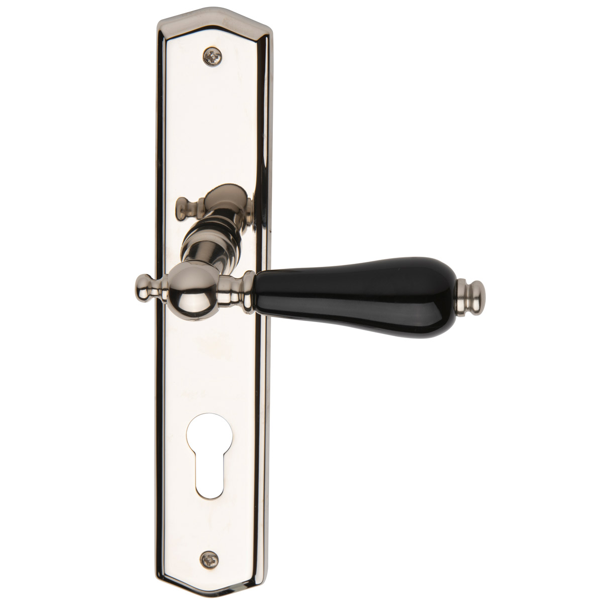 Polished nickel / black porcelain