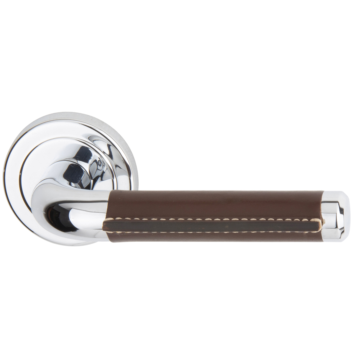 Satin chrome / brown leather