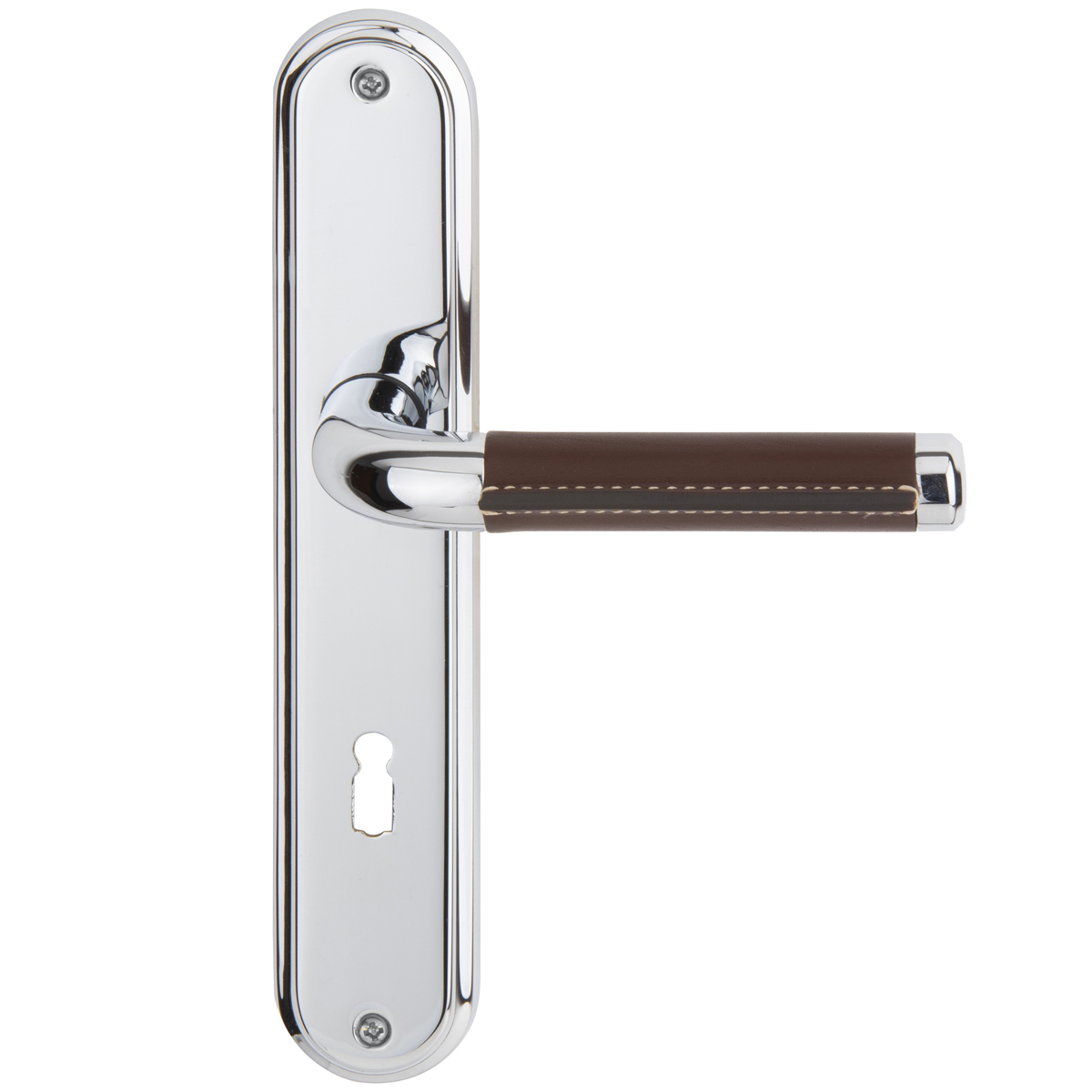 Satin chrome / brown leather