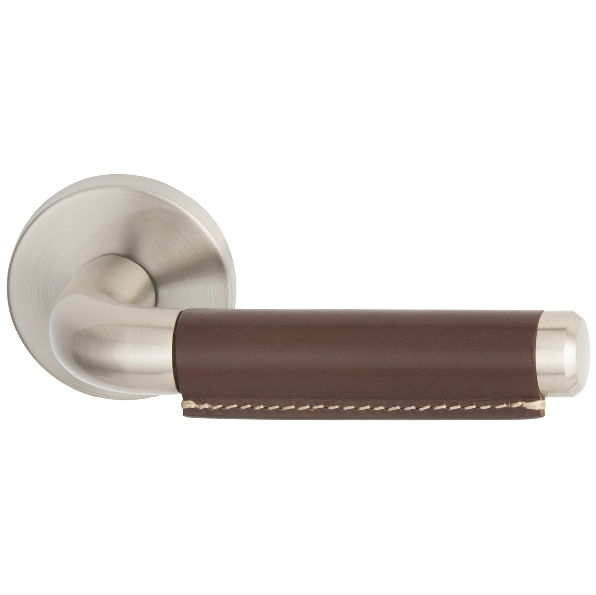 Satin nickel / brown leather