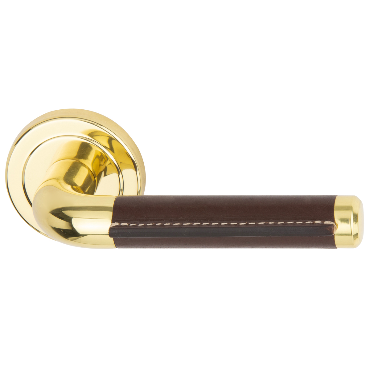 Polished brass / brown leather
