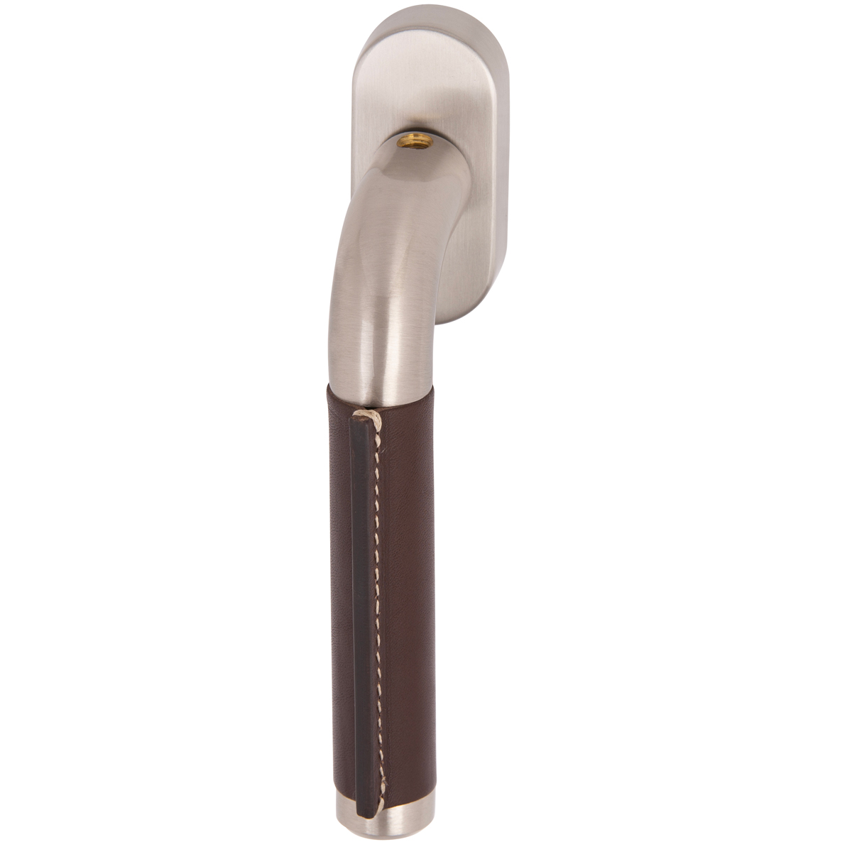 Satin nickel / brown leather