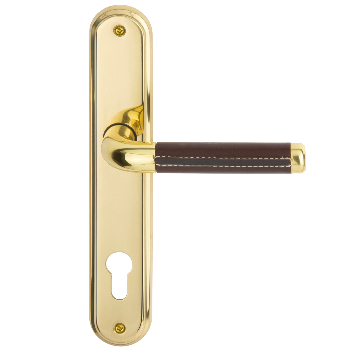 Polished brass / brown leather
