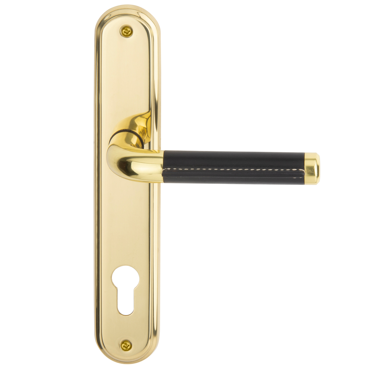 Polished brass / black leather