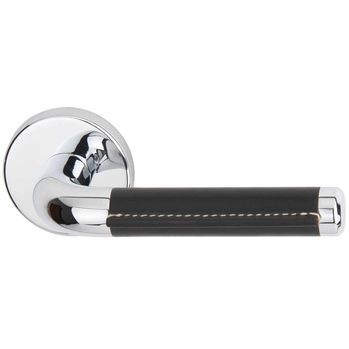 Satin chrome / black leather