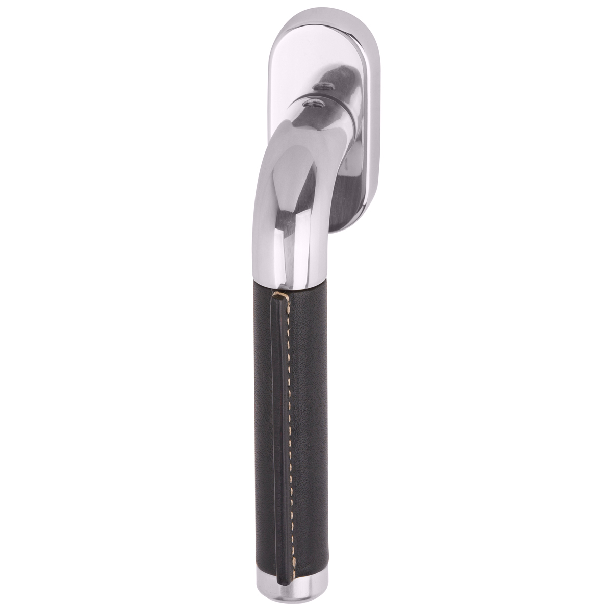 Satin chrome / black leather