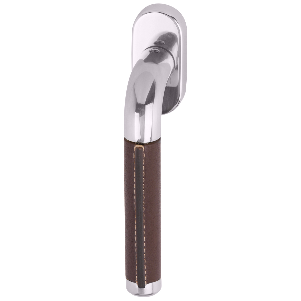Satin chrome / brown leather