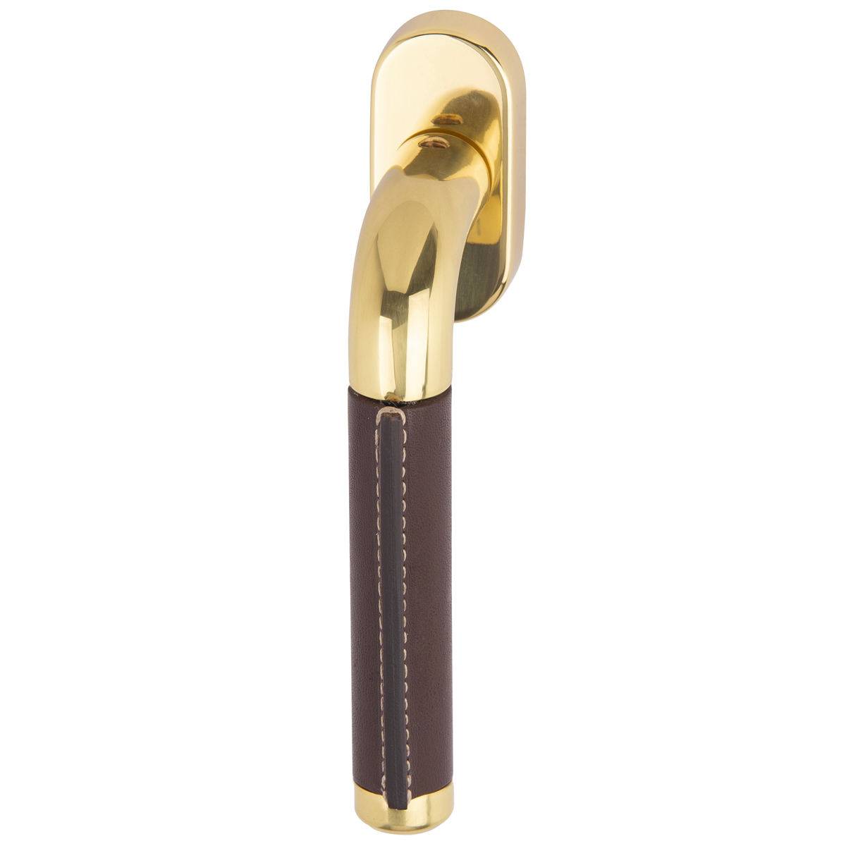 Polished brass / brown leather