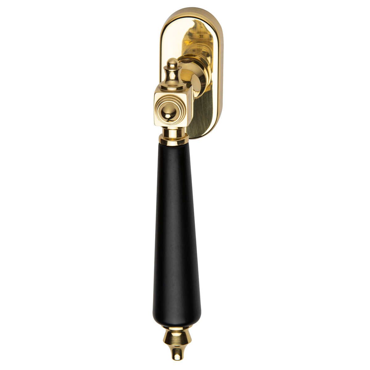 Polished brass / black wood