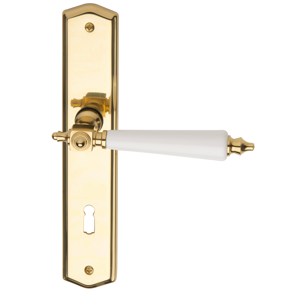 Polished brass / white wood