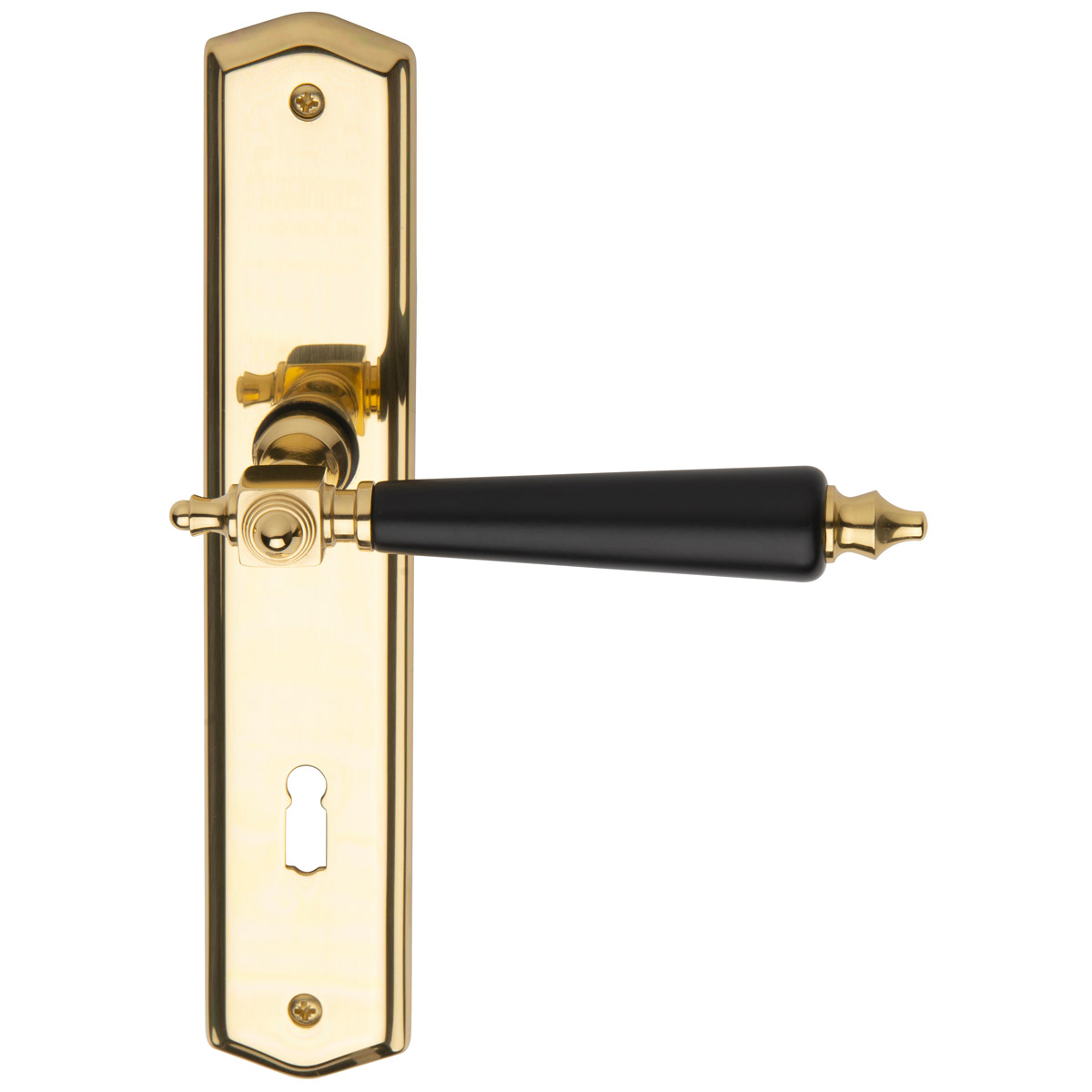 Polished brass / black wood