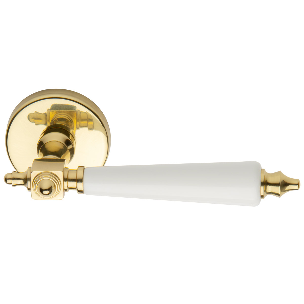 Polished brass / white wood