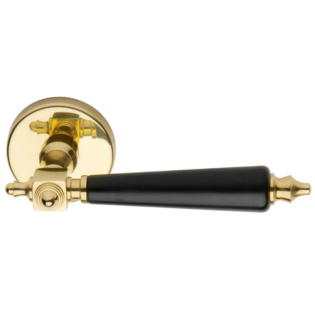Polished brass / black wood