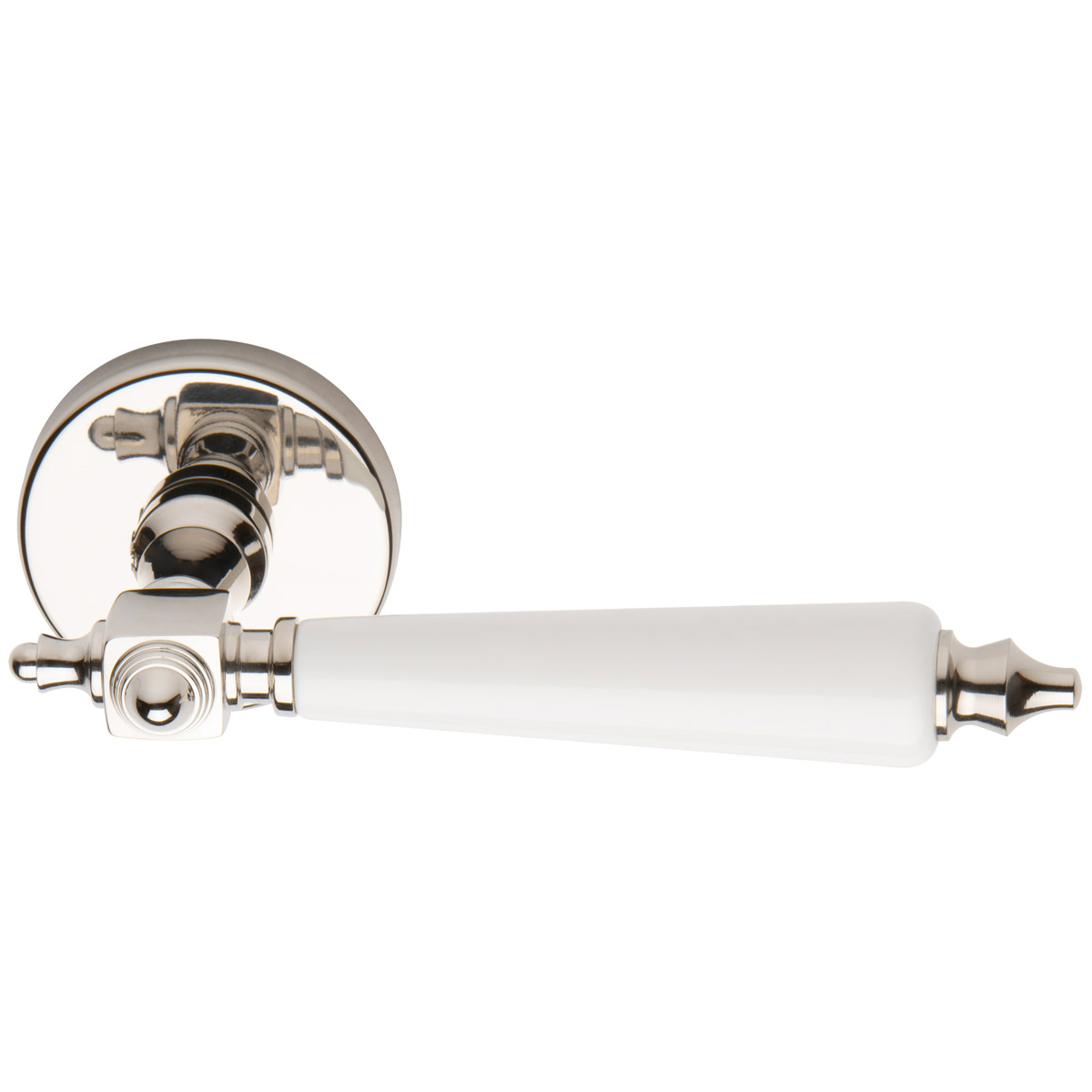 Polished nickel / white wood